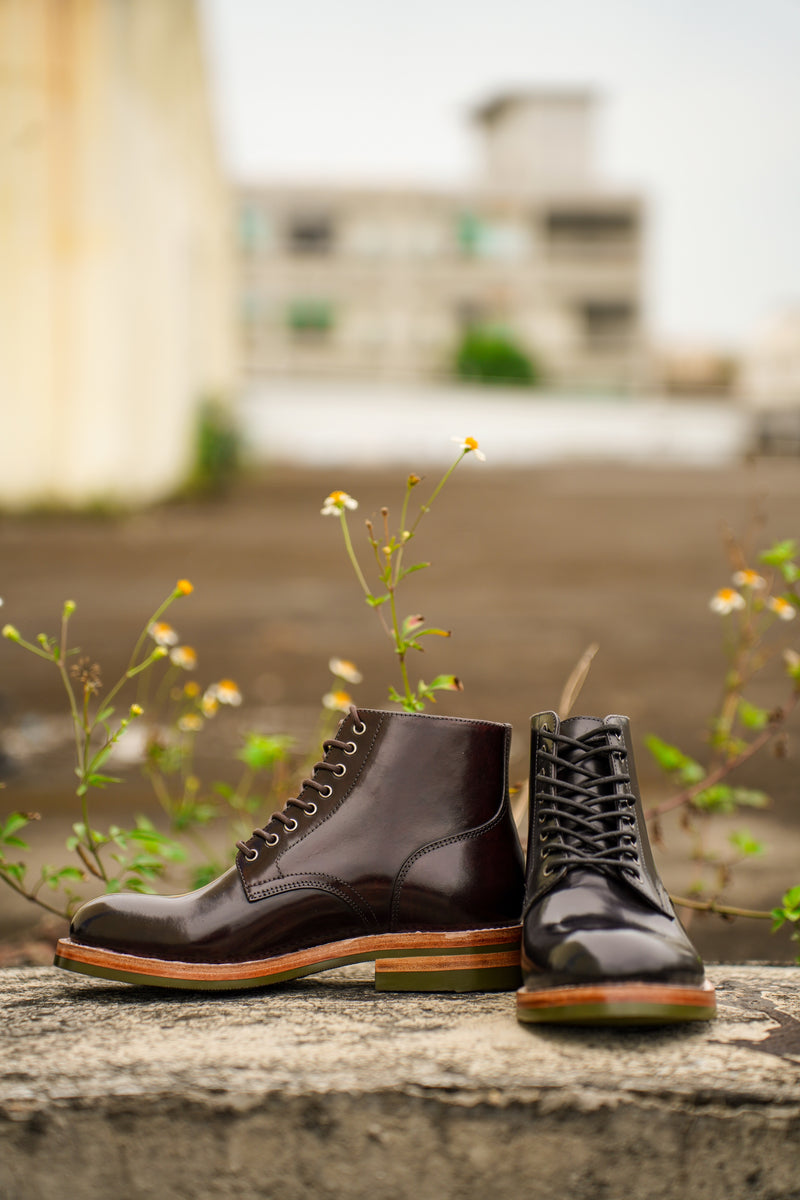 COEN Plain Toe Service Boot in Shell Cordovan