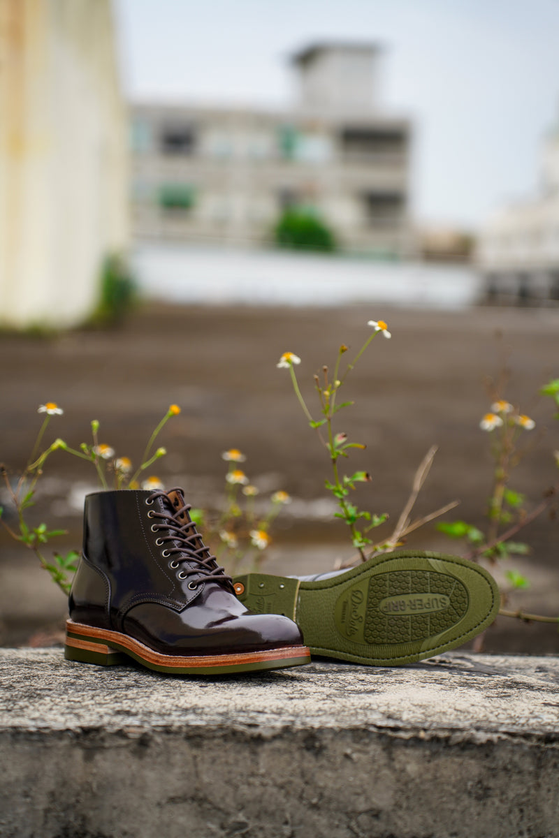 COEN Plain Toe Service Boot in Shell Cordovan