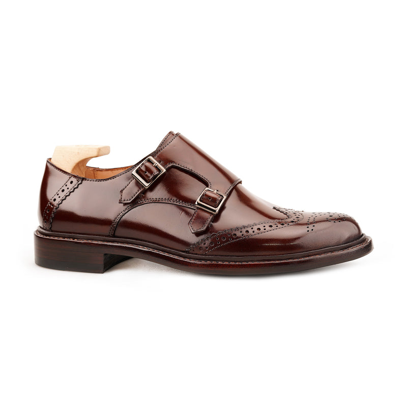 BEIFENG  Brogues Double Monks in Shell Cordovan