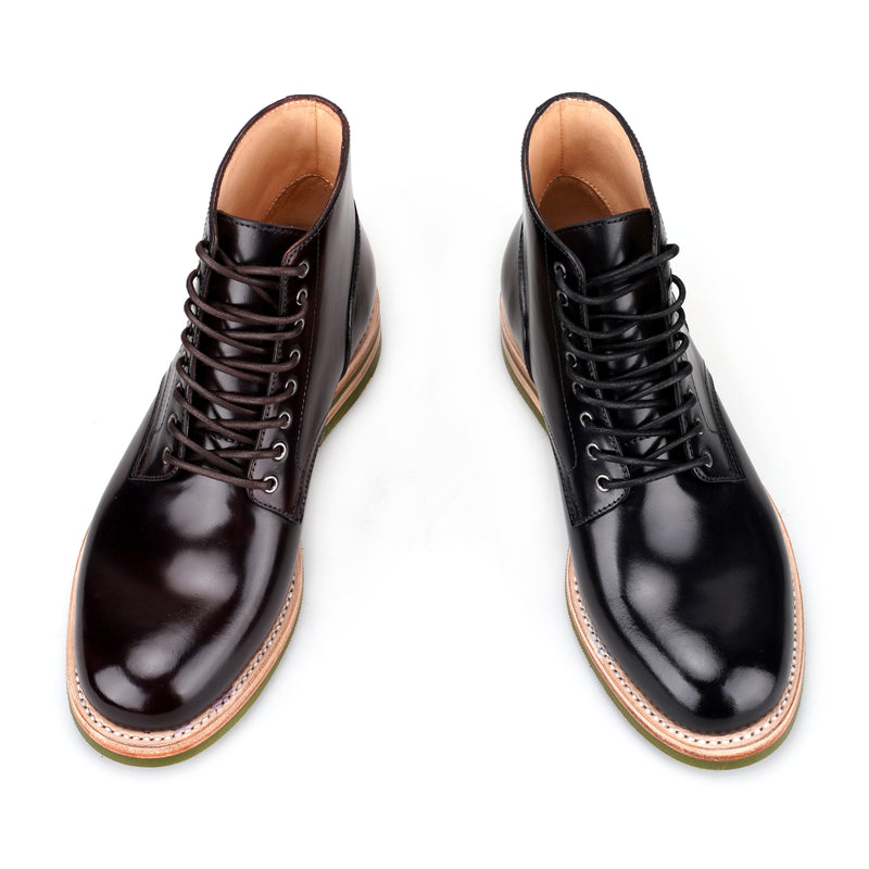 COEN Plain Toe Service Boot in Shell Cordovan