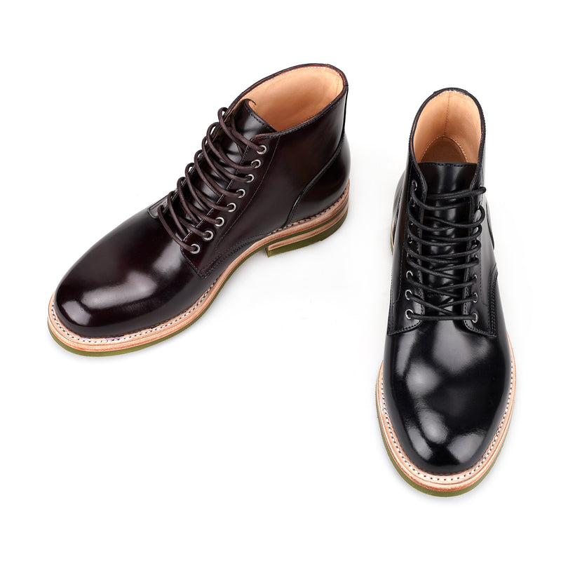 COEN Plain Toe Service Boot in Shell Cordovan